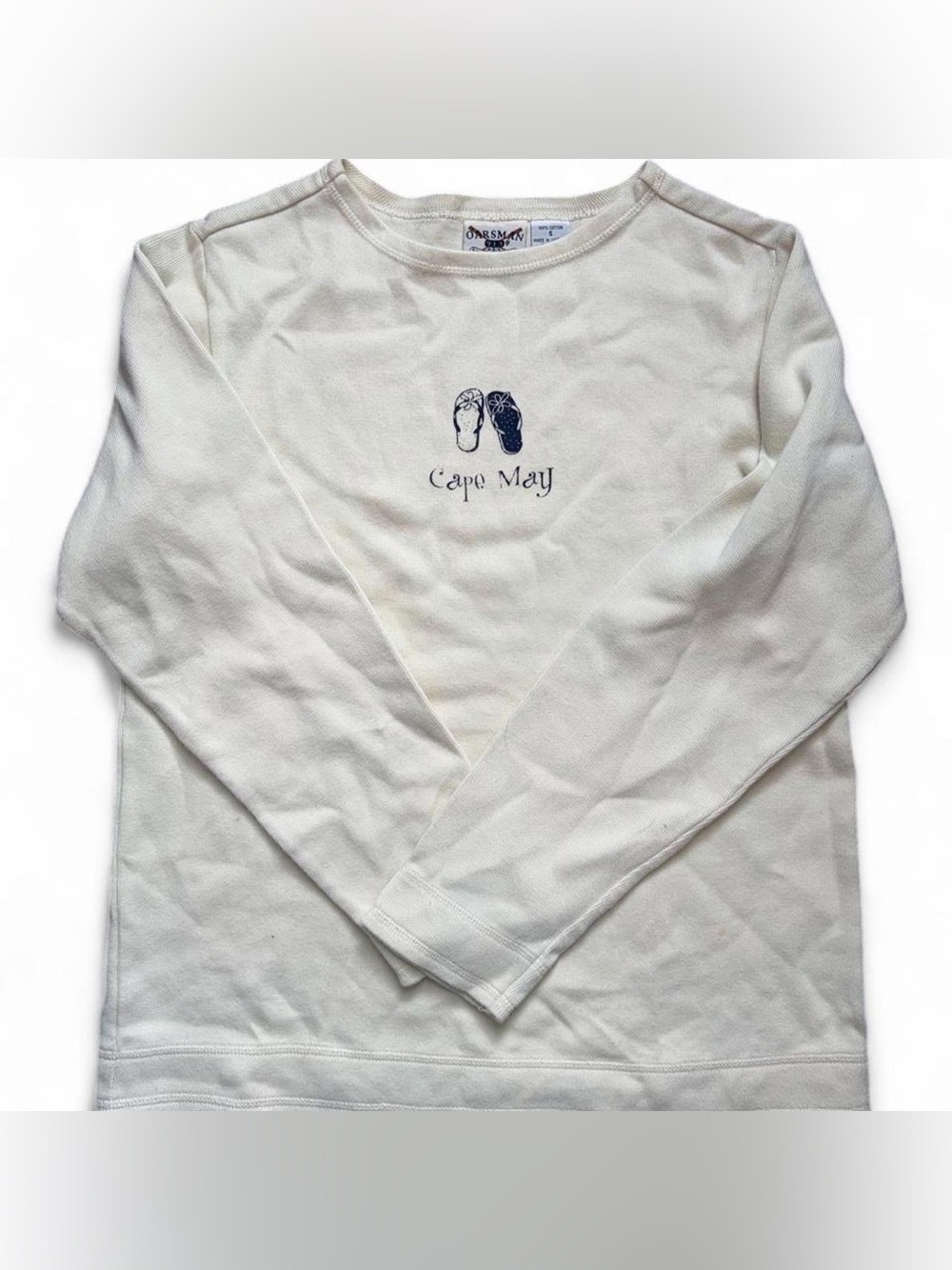 OshKosh B'gosh Cream Long-Sleeve Tee with Navy Flip-Flop Graphic